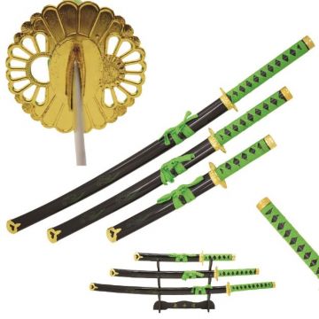 Snake Eye Tactical Black And Green Samurai Sword Set SE-010-4GN